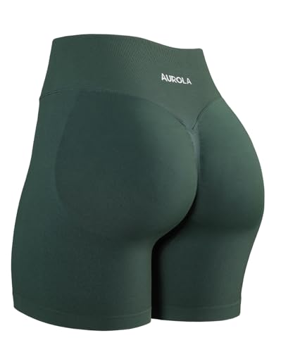 Image of AUROLA Influence Workout Shorts for Women,2.5 3.5 4.5 5.5 6.5 No Roll Up Squat Proof Scrunch Seamless Compression Gym Short