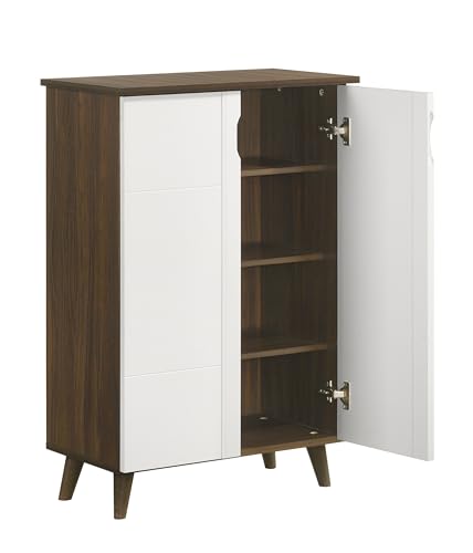 Image of DeckUp Plank Alvo 2-Door Engineered Wood Shoe Rack (Walnut and White, Matte Finish)
