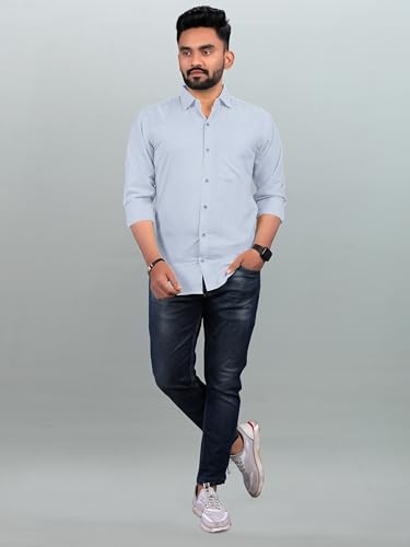 Image of Men Regular Fit Solid Spread Collar Casual Shirt