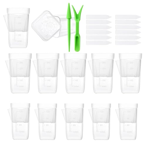 Generisch Macetas autoregantes | Juego de 12 vasos hidropónicos transparentes con agujeros de drenaje, macetas de cultivo con indicador de nivel de agua, para salón, balcón, terraza, jardín, interior