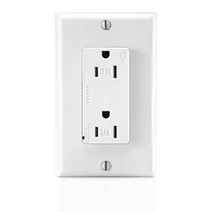 Leviton T5280-W 15 Amp, 125 Volt, Tamper Resistant, Decora Duplex Surge Suppressor Receptacle, Straight Blade, Commercial Grade, Self Grounding, White