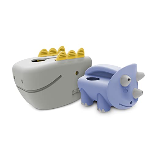 Image of Dr. Brown’s CleanUp Dino-Soft Baby Bath Spout Cover, Soft and Safe on Tub Faucet and Dinosaur Pour & Roar Watering Can Kids Toy,Certified Plastic Neutral