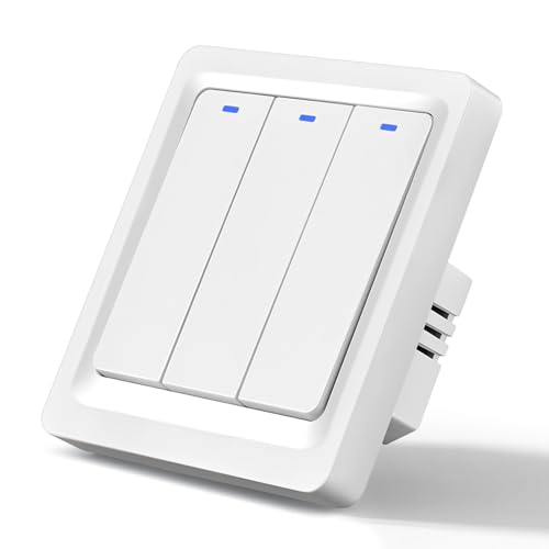 Interruttore Luce Intelligente WiFi, Interruttore Intelligente da Parete Compatibile con Alexa, Interruttori luce WiFi Parete Smart Life/Tuya App, 3 Gang 1 Via, Necessario il filo di Neutro