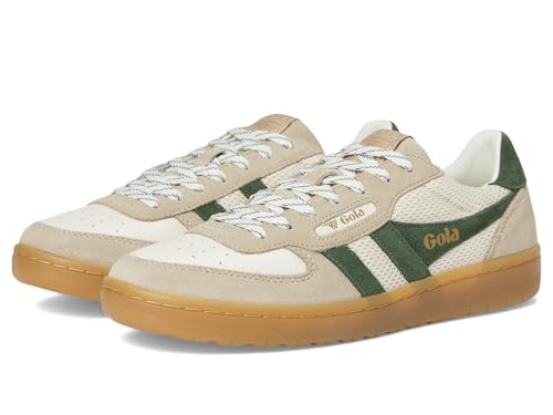 Gola Femme Hawk '83 Chaussures de Basket Retro en Cuir Blanc et Vert
