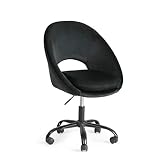 HIC High in the clouds Velours Noir Chaise de Bureau sans Accoudoir 150 kg Ergonomique Fauteuil de Bureau Noir à roulettes Mal de Dos Confortable Fille Vintage Moderne Design Ado Femme Noire Chaise