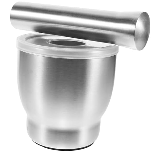1set Stainless Steel Garlic Masher Pestle Grinding Bowl for Seasoning and Pills Kitchen Tool for Crushing Spices and Garlic Elegant Design
