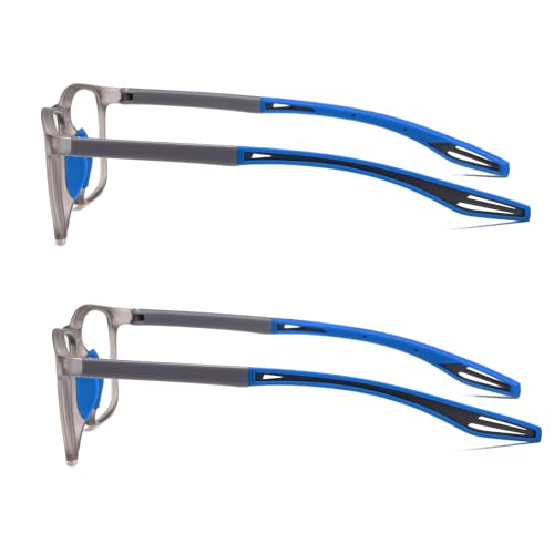 Reading Glasses Men 2 Pairs Sports Style Comfortable and Flexible Blue Light Blocking Readers for Men