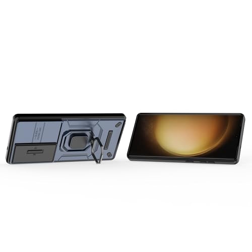 Image of Thermoplastic Polyurethane Camshield Pro Case With Slide Camera Protection And Ring Stand Bumper Back Case Cover For Samsung Galaxy S25 Ultra 5G (Blue)