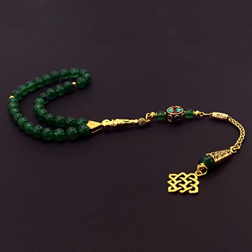 ALBATROSART Green Jade Stone (8 mm-33 Beads) Prayer Beads
