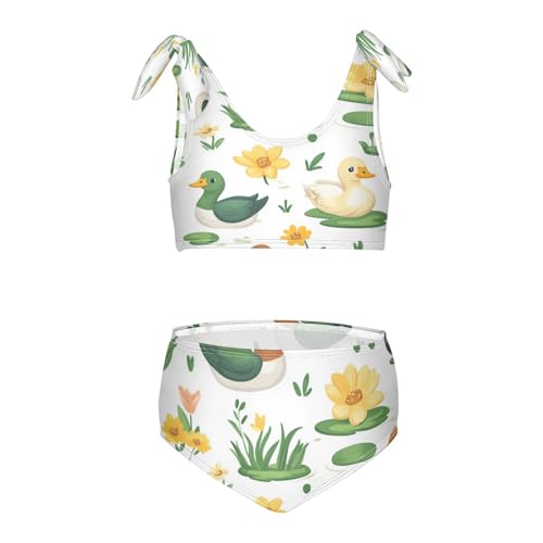 Duck Flowers Wildlife Animal Girls Tankini Swimsuit Kids Bikini Sets 2 Pcs Bathing Suit 3T