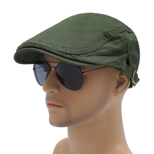 Image of ZLYC Men Cotton Flat Cap Summer Scally Ivy Gatsby Newsboy Beret Driver Cabbie Hunting Hat