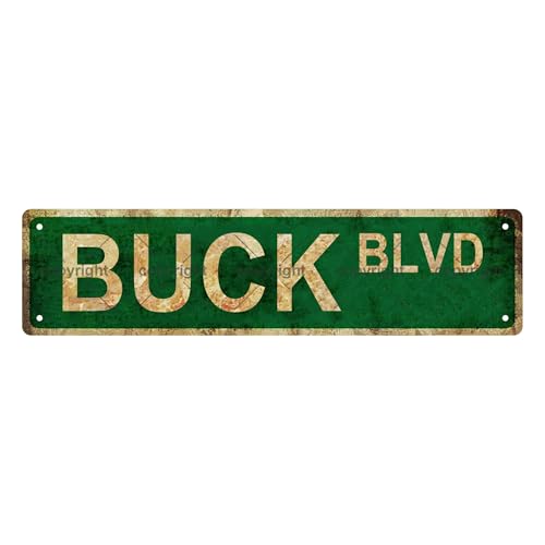 BUCK BLVD PEOPLE Metal Tin Street Sign Bar Cafe Garage Cave Home Room Wall Bathroom Farmhouse Garden Porch Patio Decor, 16 x 4 Inch