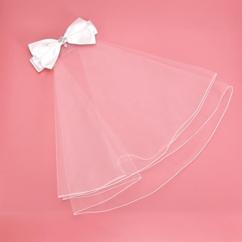 Vividsun First Communion Veil White Holy Communion Headpiece with Comb3