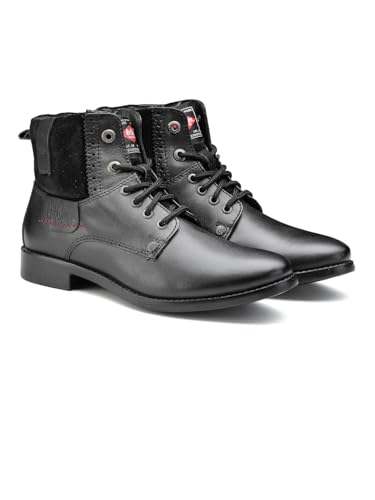 Image of Lee Cooper LC2026B1R Men's Leather High Ankle Boots | Stylish Lace-Up Design | Cushioned Insole for Comfort | Durable & Trendy for Everyday Wear