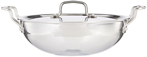 Image of Tosaa Triply Stainless Steel 26 cm Kadai with Lid /Indian Wok|Even Heat Distribution| Consumes Less Oil|Easy to Clean|Gas Stove Compatible - 2650 ml