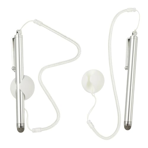 Stylet capacitif PATIKIL lot de 2 avec cordon à ressort haute sensibilité couleur argent