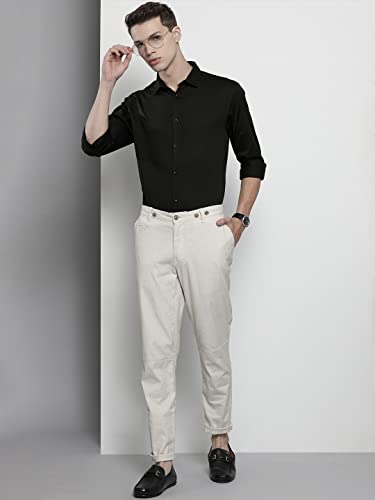 Image of The Indian Garage Co Men Regular Fit Solid Full Sleeves Spread Collar Formal Shirt