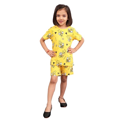 Image of Be Awara Kids Printed Half Sleeves T-shirt & Shorts Clothing Sets, 100% Cotton Soft Unisex Cord Set, Comfortable Wear for Kids With Cool Prints, Everyday Casual Wear for Boys & Girls
