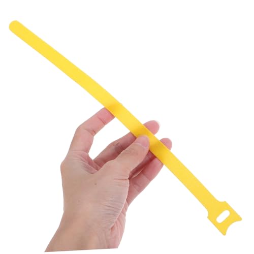 SEWACC 100 piezas reutilizables de sujetacables de gancho y bucle resistentes, organizadores de cables para escritorio y gestión de cables eléctricos, amarillos 12 mm x 300 mm para uso en hogar y oficina miniatura 4