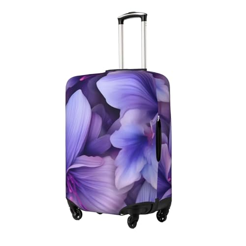 Purple Lily Flowers Print Luggage Suitcase Covers Elastic Washable Luggage Protector Luggage Covers For Suitcase2
