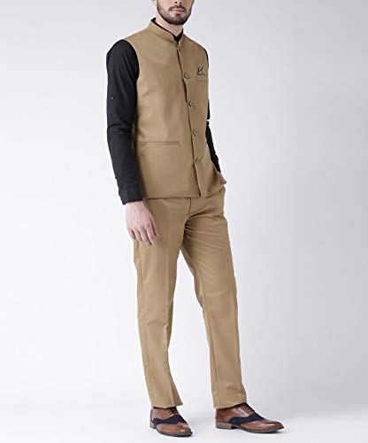 Image of hangup Men's Synthetic Notch Lapel Suit (2BasketTR Khakhi 44 Khaki