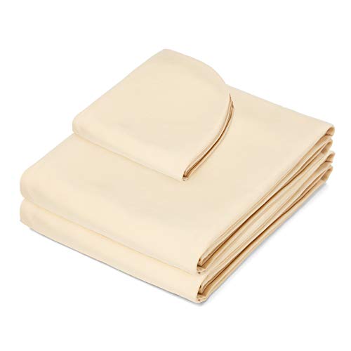 Natural: Saloniture 3-Piece Microfiber Massage Table Sheet Set - Premium Facial Bed Cover - Includes Flat and Fitted Sheets with Face Cradle Cover - Natural