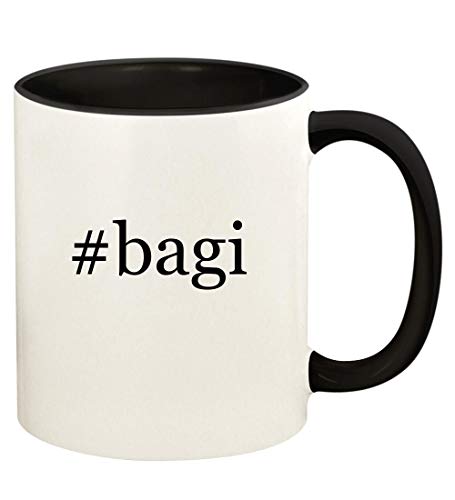 #bagi - 11oz Hashtag Ceramic Colored Handle and Inside Coffee Mug Cup, Black