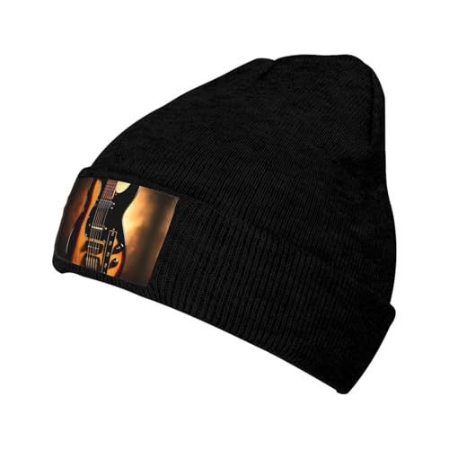 ZZYYDS Instrumental GuitarBlack Winter Knitted Hats for Men and Women, high Elastic Velvet Patch Hats, Casual Soft Warm Knitted Hats