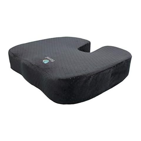 FOMI Extra Thick Firm Coccyx Orthopedic Memory Foam Seat Cushion | Black Large Cushion for Car or Truck Seat, Office Chair, Wheelchair | Back Pain Relief Cover