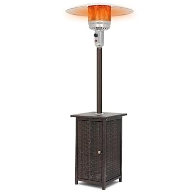 Magshion 7.2-Ft Freestanding Propane Patio Heater for Outdoor Use, 48,000 BTU, Made in Steel & Wicker, Brown