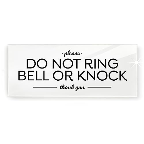 Reilly Originals 2x5 Inch Do Not Ring Bell or Knock Acrylic Designer Plexiglass Sign ~ Ready to Stick ~ Premium Durable