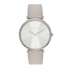Liebeskind Berlin Dameshorloge, 38 mm ronde behuizing, kwartshorloge met leren armband, 5 ATM waterdicht, geschikt voor dagelijks gebruik en stijlvol, grijs, Zilver/grijp