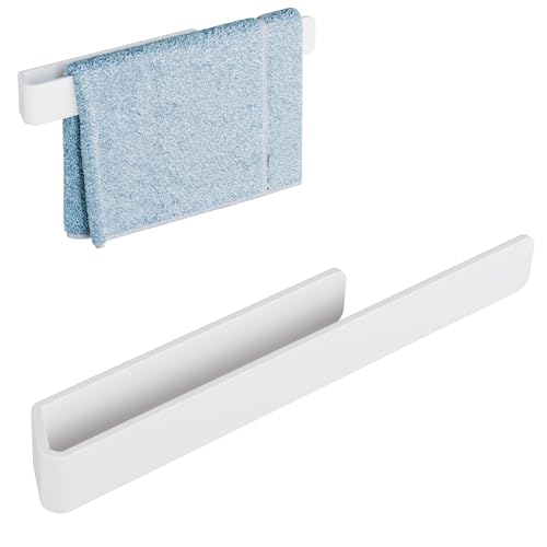 Aikzik Handtuchhalter, Handtuchhalter ohne Bohren, Aluminium Vollmetall Handtuchstange für Bad & Küche, Weiß