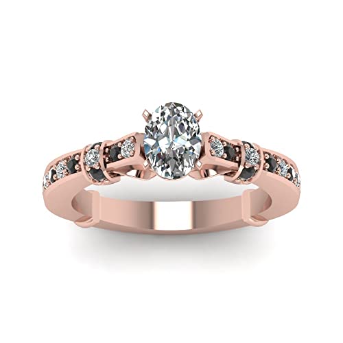 Bague de fiançailles or rose anneau incliné et pierre ovale