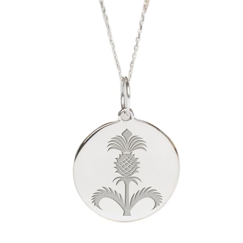 Collier chardon écossais en argent 925 - Pendentif 24mm unisexe avec chaîne LKBEADS