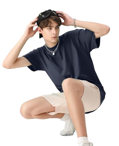 Men's Cotton T-Shirts Oversized Unisex Short Sleeve Crew Neck Loose Basic Tops Solid Athletic Tee3