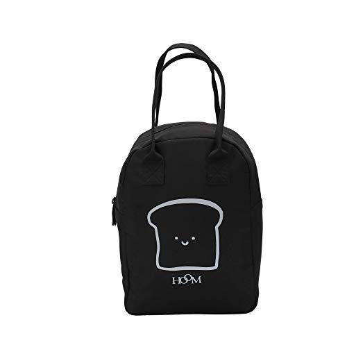 Image of HOOM Insulated Lunch Bag for Office Men, Women and Kids, Leak Proof Water Resistant Polyester Made Lunch Tiffin Bag with Quotes (Black Sandwich)