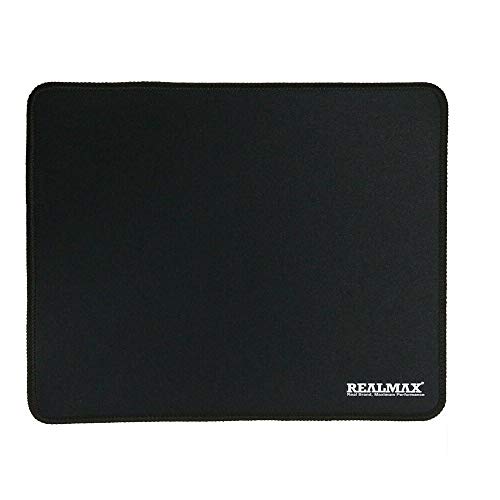 REALMAX® Mouse Mat Pad (270x220x3mm) For Laser Optical Mice Computer PC Laptop Desktop Thick Water-Resistant Gaming With Non-Slip Rubber Base Cloth Edges (Black)