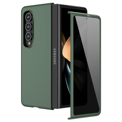 Ruky for Z Fold 4 Full Body Case, Hard PC Shockproof Cover with Built-in Privacy Screen Protector & Support Wireless Charging Protective Phone Case for Samsung Galaxy Z Fold 4, Green