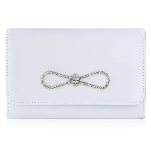 Milisente Clutch-Taschen für Damen, Hochzeit, Party, Abendtasche, Clutch, Handtaschen, Kristalle, mit Schulterkette (weiß), weiß