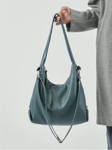 Image of Genuine Leather Hobo Handbag, Sadle Handle Shoulder Bag for Women, Trendy Designer Hobo Tote Handbag,