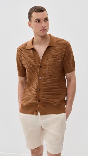 Men's César Panelled Crochet Stripe Cardigan2
