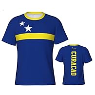 Show Your National Pride: This short sleeve T-shirt features a bold Curacao national flag on the front, with the country name and emblem on the back. High-quality printing keeps the design vibrant and resistant to fading, cracking or peeling. Using n...