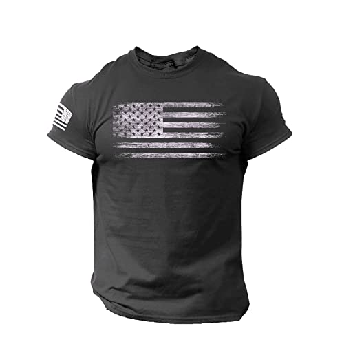 ZHUER 2023 Summer T-Shirts for Men American Flag Patriotic Shirts Short Sleeve Graphic Tee Crewneck 4th of July Tshirts Tees