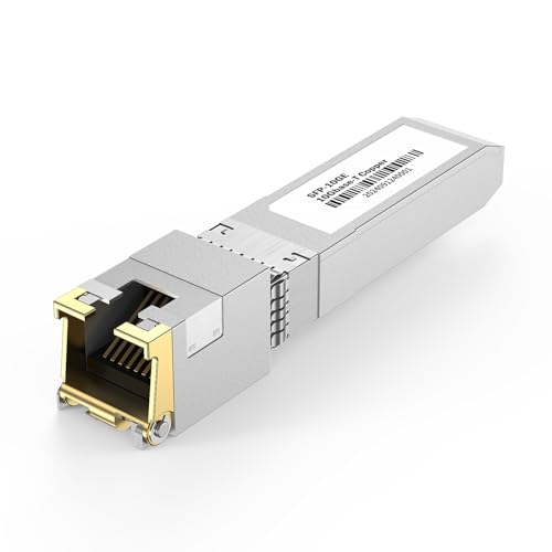 Image of 10Gb SFP+ to RJ-45 Module Transceiver 98Ft (30m), 10 Gigabit SFP+ Copper Ethernet CAT6a Transceivers Compatible with 5Gb / 2.5Gb / 1Gb, NOT Compatible with Brand HP, Dell, Aruba, H3C [1-Pack]