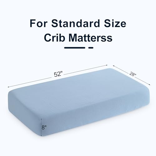 Image of NTBAY 2 Pack Muslin Cotton Crib Sheets, Soft and Breathable Double Layer 28x52 Baby Crib Sheets for Standard Crib and Toddler Mattresses, Boys, Girls, Unisex, Sky Blue, 28x52 Inches