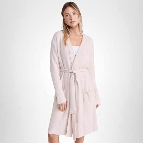 Barefoot Dreams CozyChic Lite HE Ribbed Robe, Faded Rose-Pearl, Small/Medium