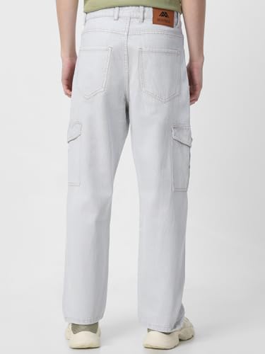 Image of Neostreak Men's Loose Baggy Fit Washed Cargo Jeans with 6 Pockets Non-Stretchable