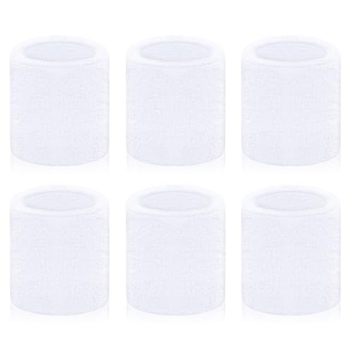 toresper 6 Pack Sweatbands Sports Wristband for Men & Women Breathable Wrist Band Absorbent Sweat Band for Tennis Basketball Running Gym Working Out (White)