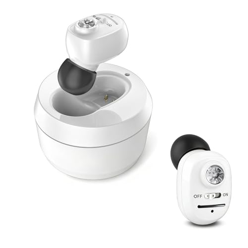 Rechargeable Sound Device for Seniors & Adults Invisible Audio Device with Clear Sound for Daily Conversations 3g In-Ear Design Voice Enhanced Comfort Fit Fits Left or Right Ear (White)